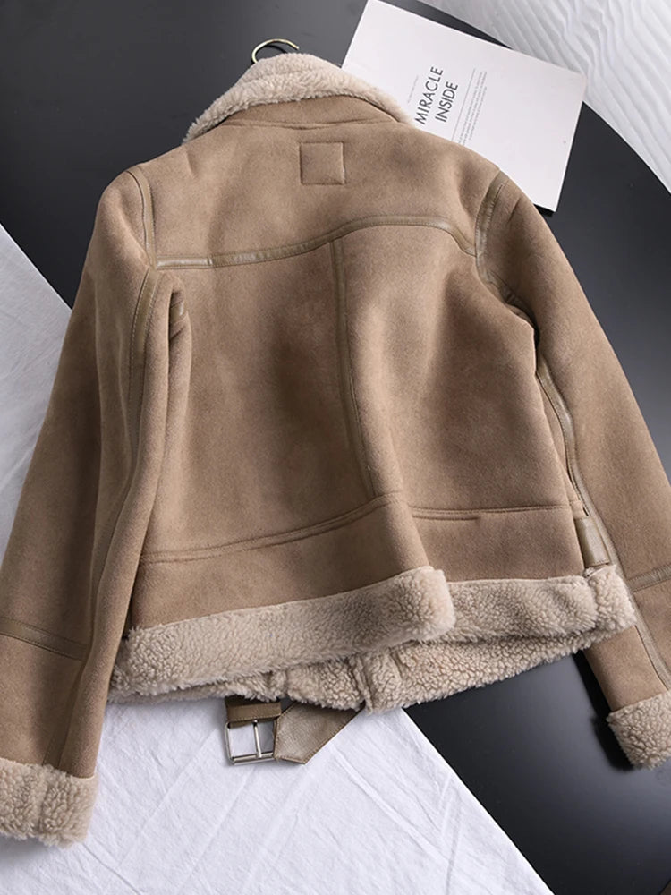 50% off | Ottilie™ | Women's suede coat with fleece lining and waist belt