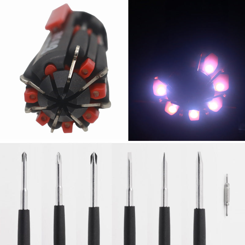 BrightScrew™ | 8-in-1 screwdriver with LED flashlight