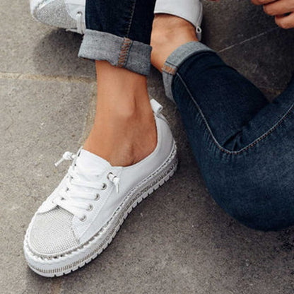 Diamond Silver™ – Glitter-effect leather sneakers 