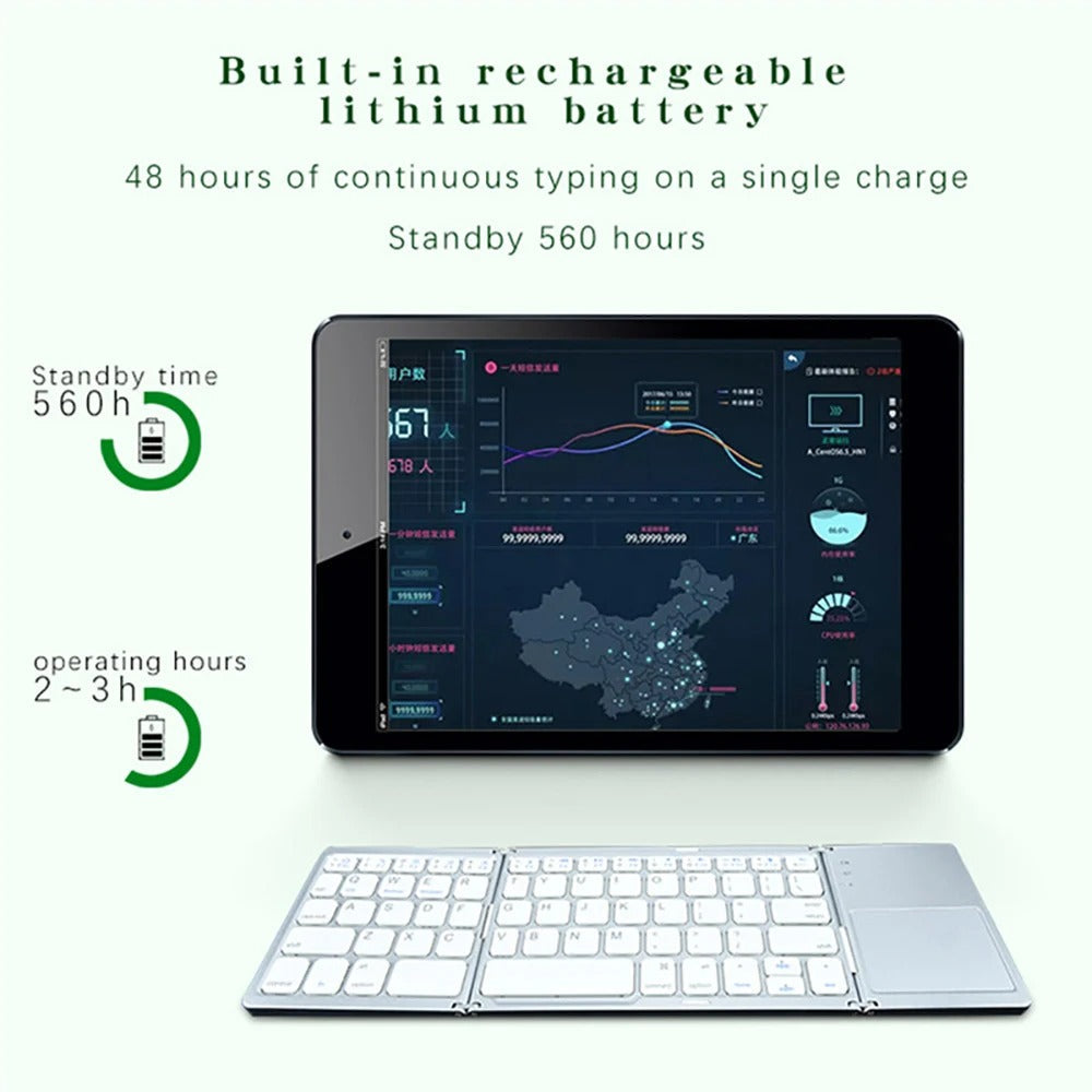 TechSwift™ - Faltbare Mini Bluetooth-Tastatur mit Touchpad für mobile Geräte