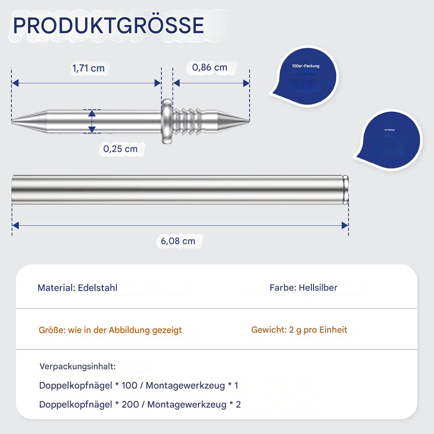 Doppelkopf-Basisstift™ – Einfache Drahtbefestigung für schnelle Montage