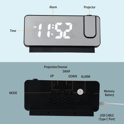 AlarmProject™ - LED-Spiegelwecker mit Doppelalarmen und Temperaturanzeige