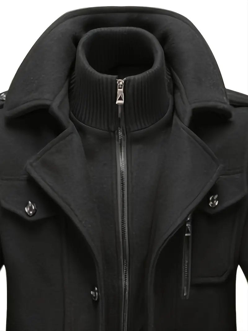 NordWool™ - Herrenmantel mit doppeltem Kragen aus Wolle