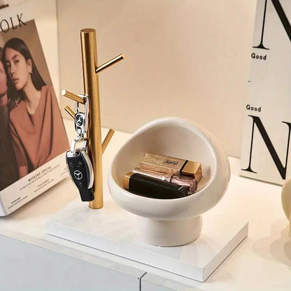 Minimalistische Keramik-Pilz-Aufbewahrungsbox für Schmuck und Schlüssel