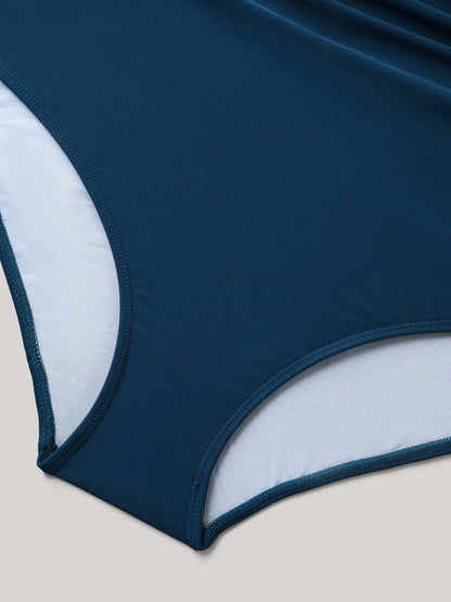 AquaWrap™ – Solid One-Piece Swimsuit with Wrap Neck and Belt