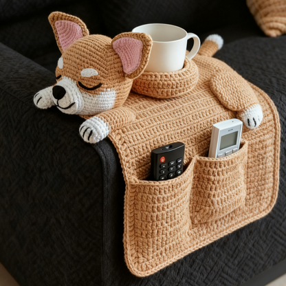 Gemütlicher Häkel-Sofa-Organizer für Haustiere und Wohnzimmeraufbewahrung