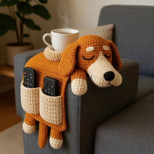 Gemütlicher Häkel-Sofa-Organizer für Haustiere und Wohnzimmeraufbewahrung