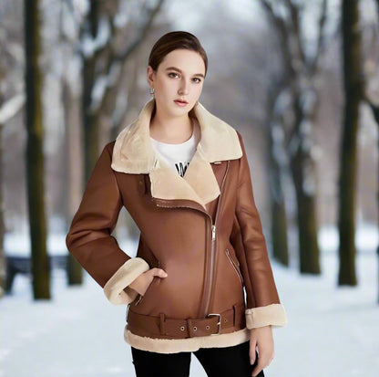 50% OFF | CloudJacket™ | Stylish leather biker jacket with polo collar and belt