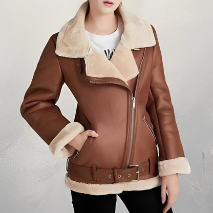 50% OFF | CloudJacket™ | Stylish leather biker jacket with polo collar and belt