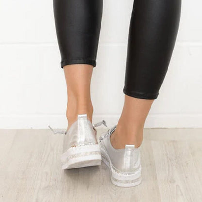 Diamond Silver™ – Glitter-effect leather sneakers 