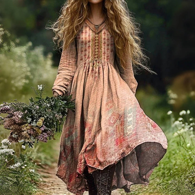 Julia™ – Vintage ethnic print dress