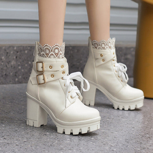 Cozenia™ | Fashionable lace-up boots with a stable heel