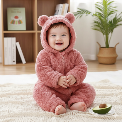 Lunoa™ - Baby Kapuzenstrampler mit Bärenohren, flauschig