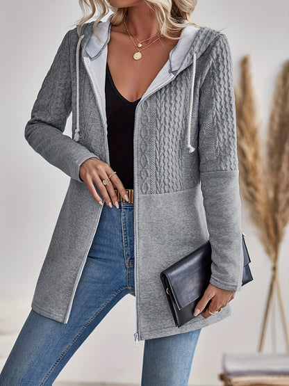 Tivindra™ | Women's Zip-Up Hooded Jacket in Light Grey