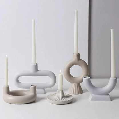 Minimalistischer skandinavischer Kerzenhalter und Vase aus Eisen und Glas