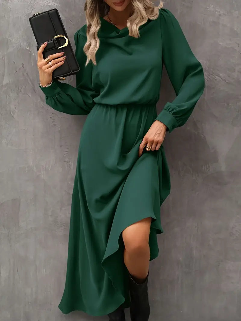 Elyn™ | Refined A-line dress with lantern sleeves