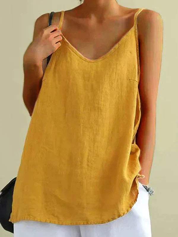 Clemency™ | Airy linen top with spaghetti straps