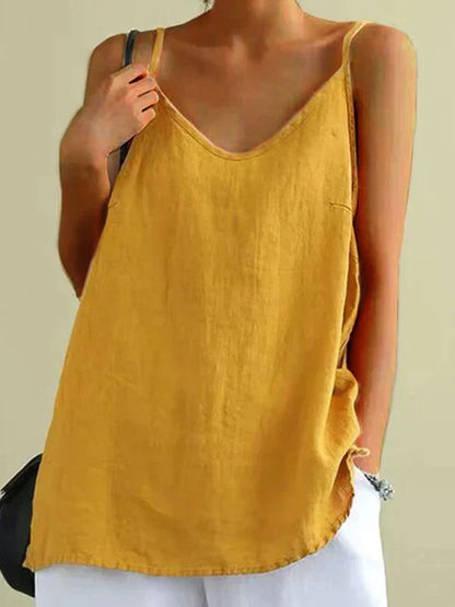 Clemency™ | Airy linen top with spaghetti straps