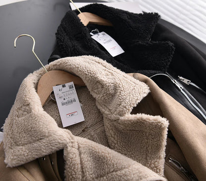 50% off | Ottilie™ | Women's suede coat with fleece lining and waist belt