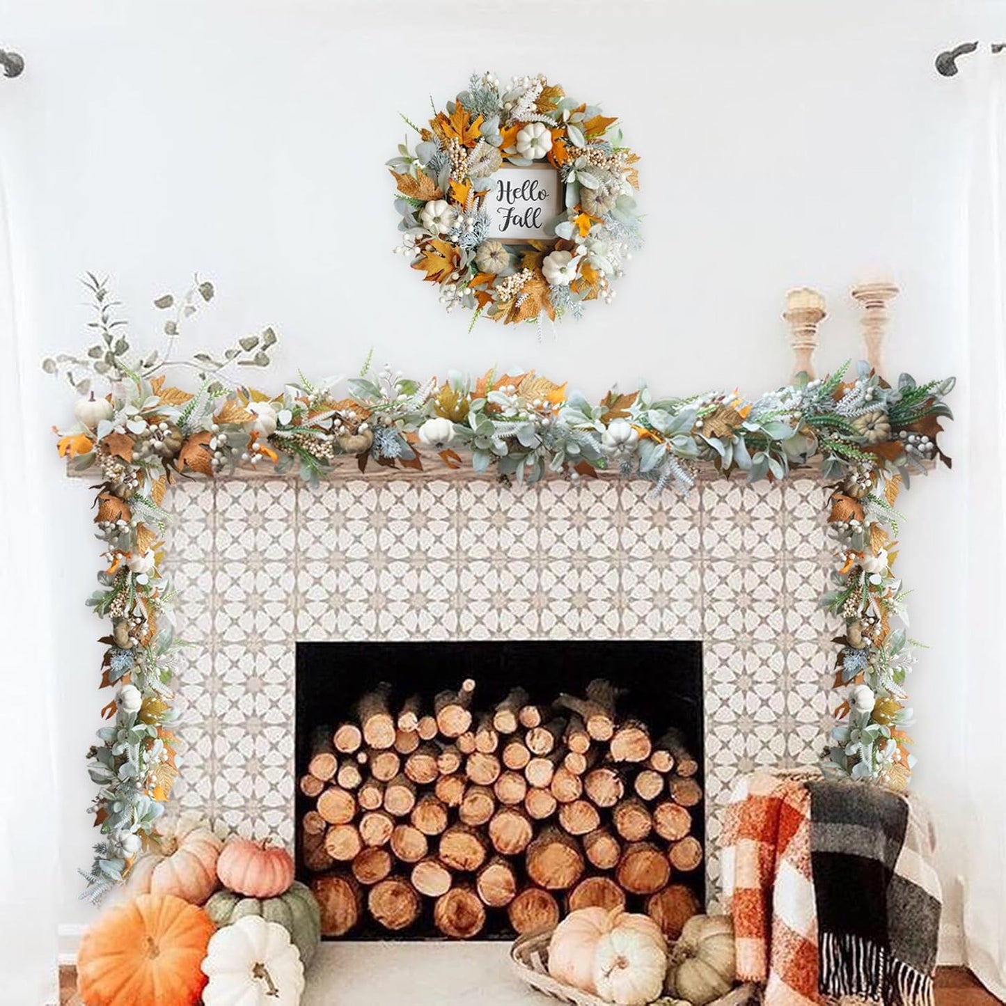 MapleCharm™ | Autumn wreath with pumpkin maple leaves 