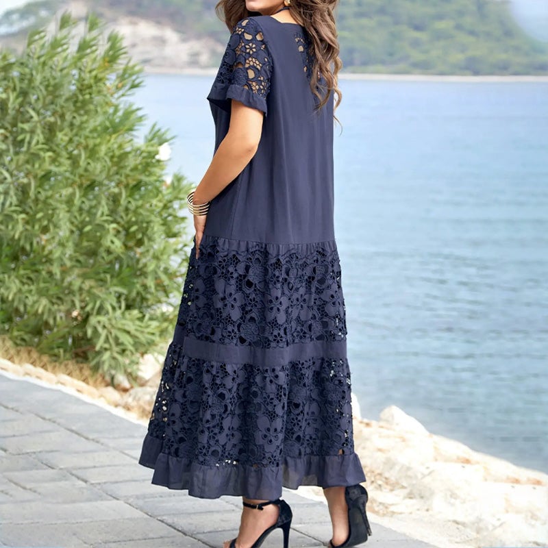 LaceGrove™ | Elegant Floral Lace Loose Flowing Dress