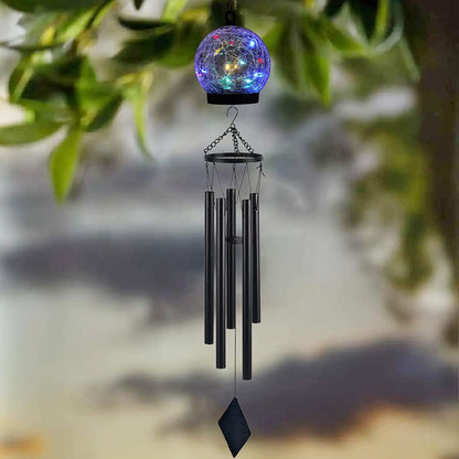 Wind Chime™ | Solar Hanging Glass Ball | Wind Chime LEDs 42 inches
