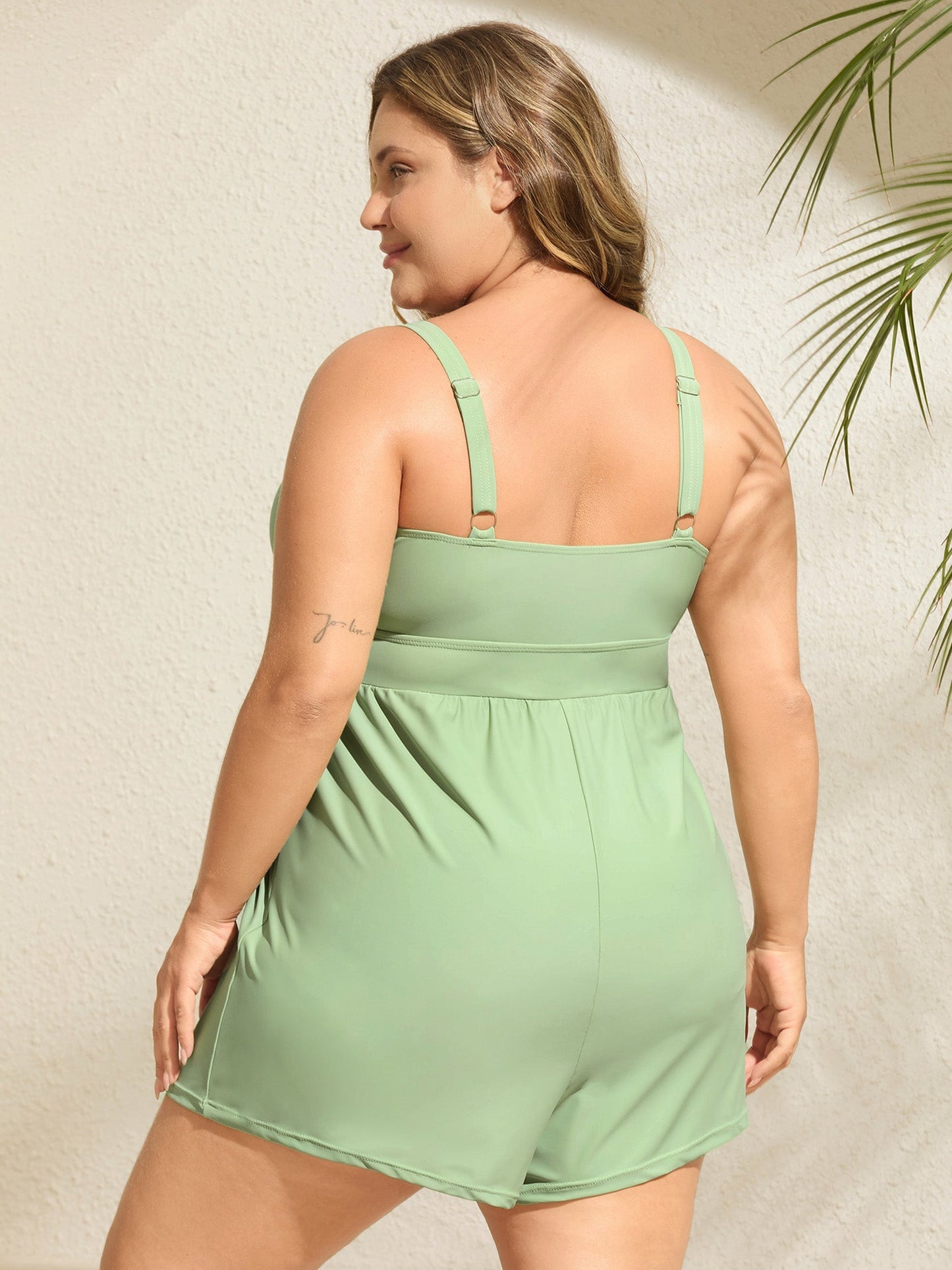 AquaWrap™ – Solid One-Piece Swimsuit with Wrap Neck and Belt