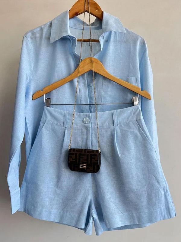 50% off | Linen Luxe™ - Women's Casual Linen Blouse and Shorts Set [Last Day Discount] 