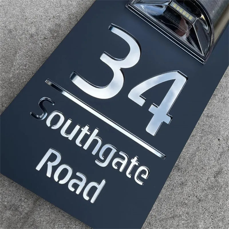 GlowHome™ | Personalized Modern Solar Door Plaque 