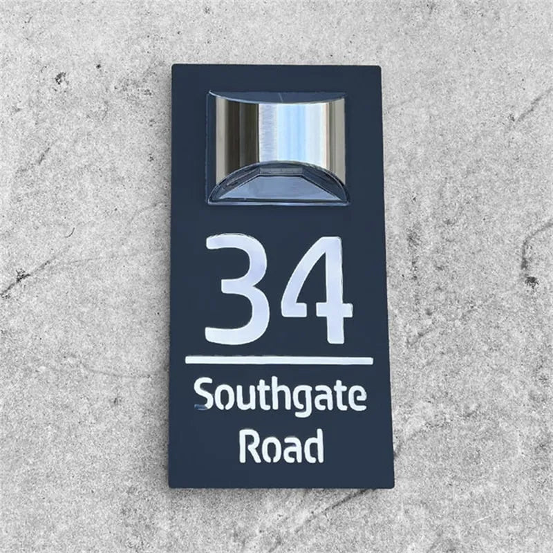 GlowHome™ | Personalized Modern Solar Door Plaque 