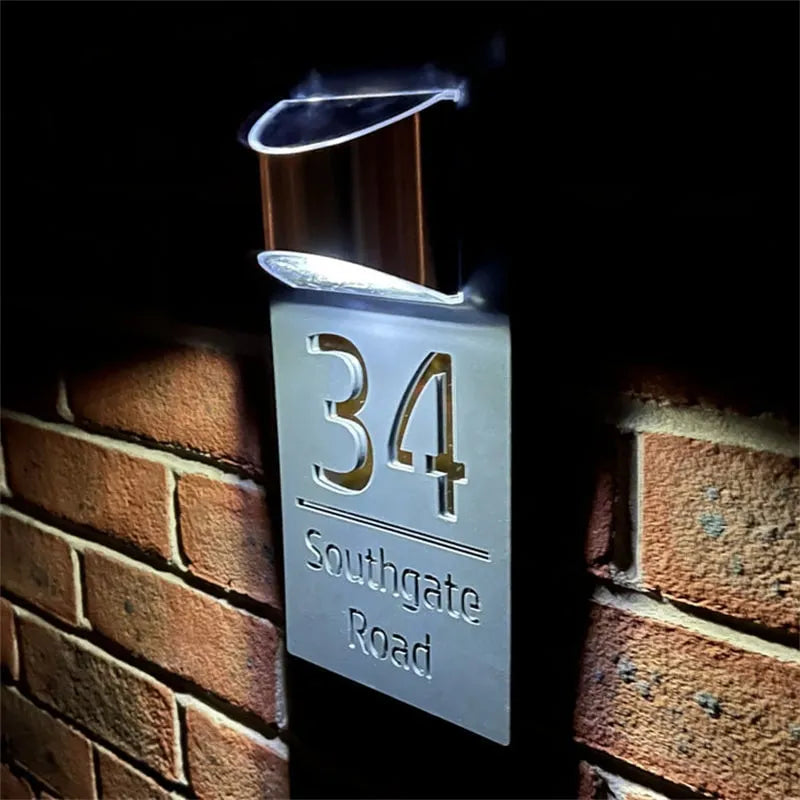 GlowHome™ | Personalized Modern Solar Door Plaque 