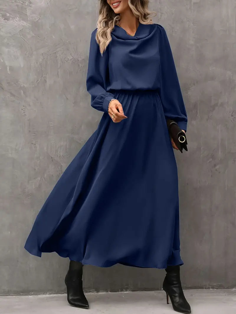 Elyn™ | Refined A-line dress with lantern sleeves