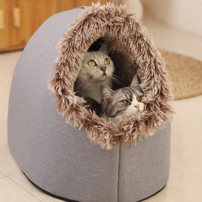 CozyNest™ - Gemütliches Winter-Höhlenbett für kleine Hunde und Katzen