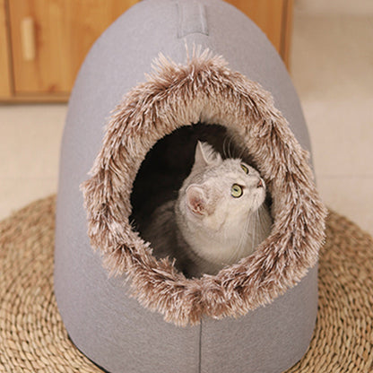 CozyNest™ - Gemütliches Winter-Höhlenbett für kleine Hunde und Katzen
