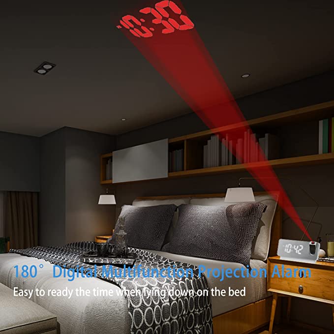 AlarmProject™ - LED-Spiegelwecker mit Doppelalarmen und Temperaturanzeige