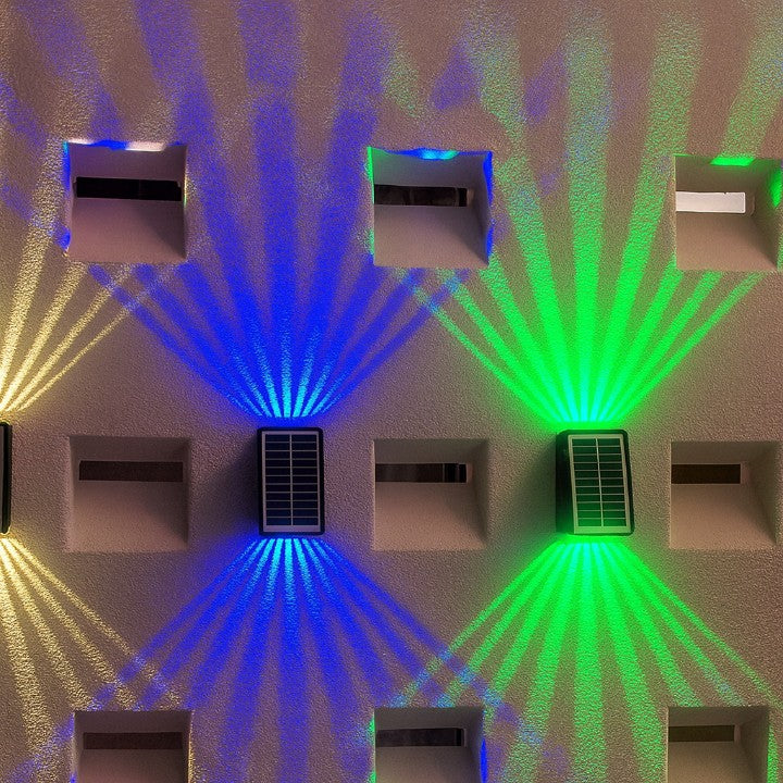 LumaGlow™ - Elegante Solar-Wandleuchte mit 4-seitigem Farbglühen