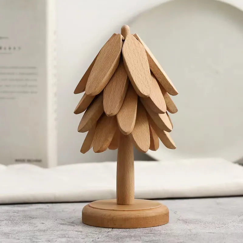 Coastree™ | Wooden Tree Folding Coaster Set 