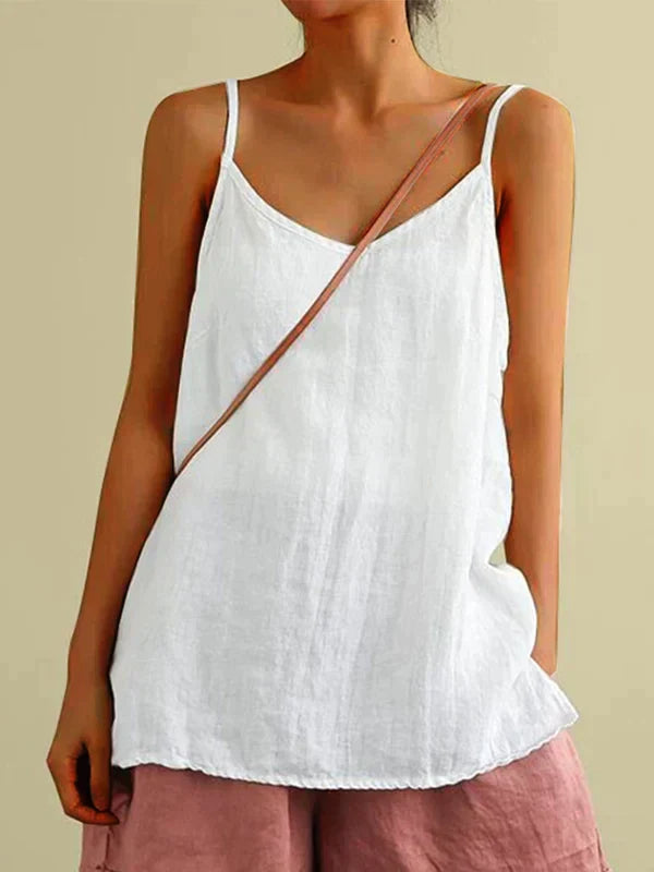 Clemency™ | Airy linen top with spaghetti straps