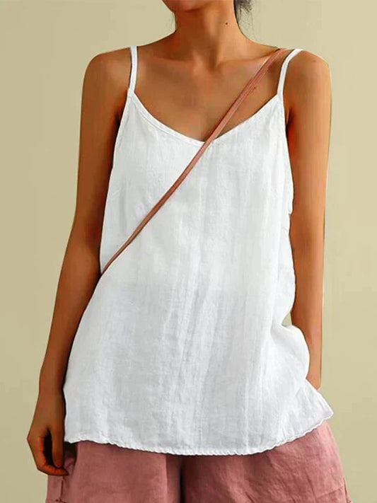 Clemency™ | Airy linen top with spaghetti straps