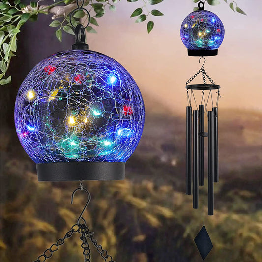 Wind Chime™ | Solar Hanging Glass Ball | Wind Chime LEDs 42 inches
