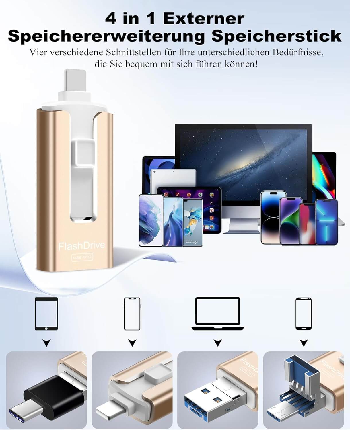 UniCharge™ | 4 in 1 Universal USB Flash Drive - Never run out of storage space again!