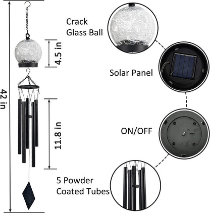 Wind Chime™ | Solar Hanging Glass Ball | Wind Chime LEDs 42 inches