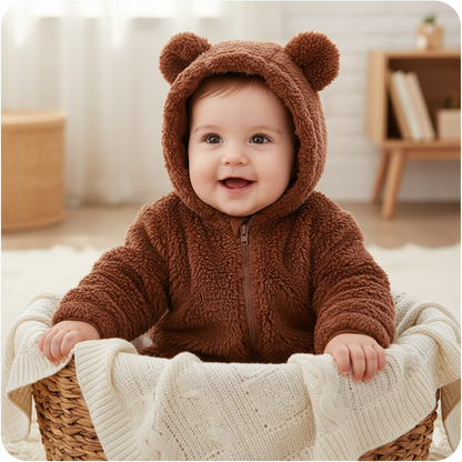 Lunoa™ - Baby Kapuzenstrampler mit Bärenohren, flauschig