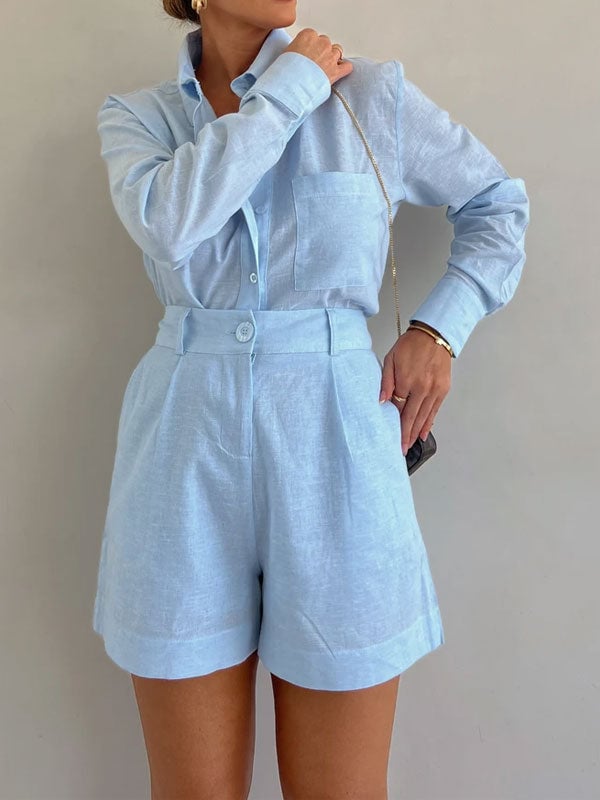 50% off | Linen Luxe™ - Women's Casual Linen Blouse and Shorts Set [Last Day Discount] 