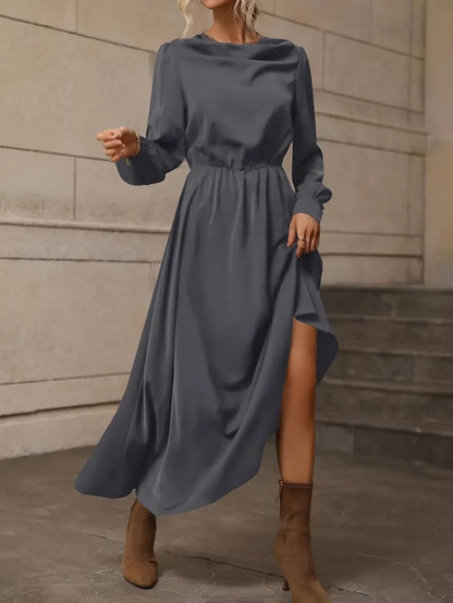 Elyn™ | Refined A-line dress with lantern sleeves