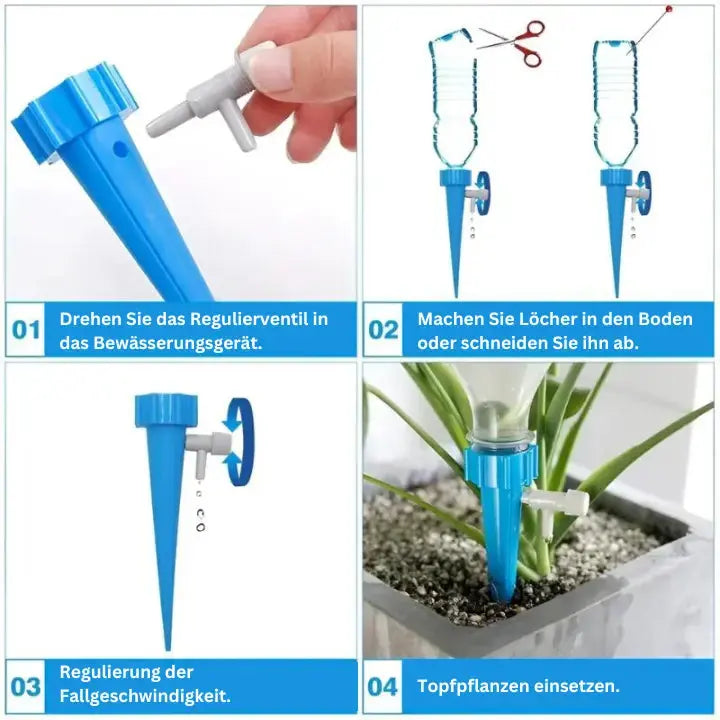AquaGrow™ - Verstellbare Selbstbewässernde Pflanzenspitzen