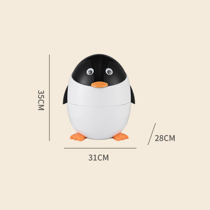 Niedlicher Cartoon-Pinguin-Mülleimer mit Klappdeckel für Kinderzimmer