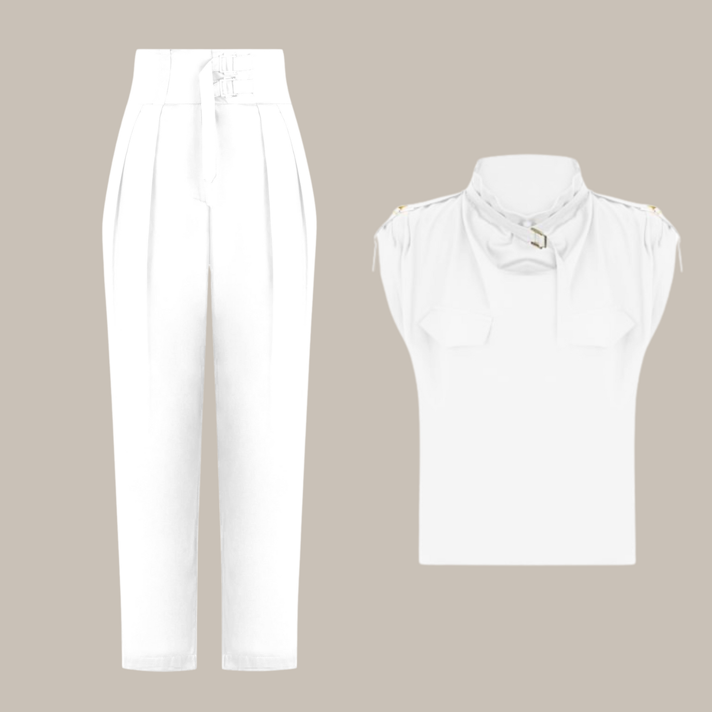 Felice™ - Women's turtleneck two-piece with belt and high-waist pants