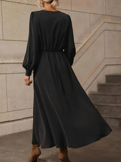 Elyn™ | Refined A-line dress with lantern sleeves