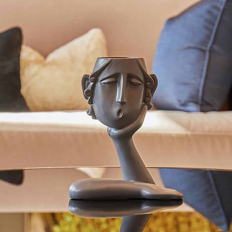 Handgefertigte Keramik-Tanuki-Vase für Boho-Heimdekoration